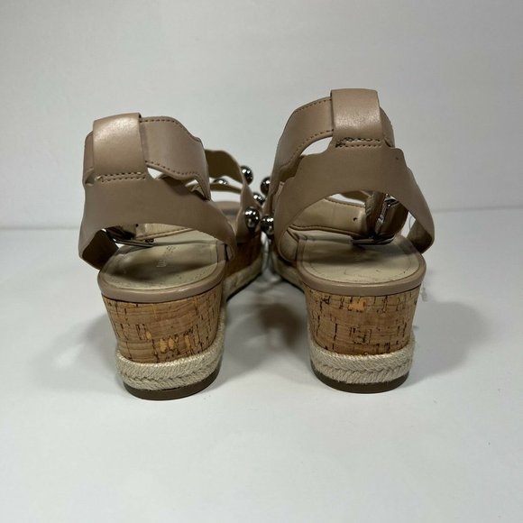 Marc Fisher Studded Multi-Strap Cork Espadrille Wedge Platform Sandals Nude 11 - Picture 4 of 11